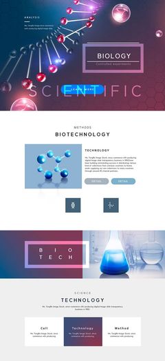 科學(xué)醫(yī)學(xué)醫(yī)藥生物細(xì)胞基因DNA科技感網(wǎng)站網(wǎng)頁UI專題PSD設(shè)計(jì)素材
